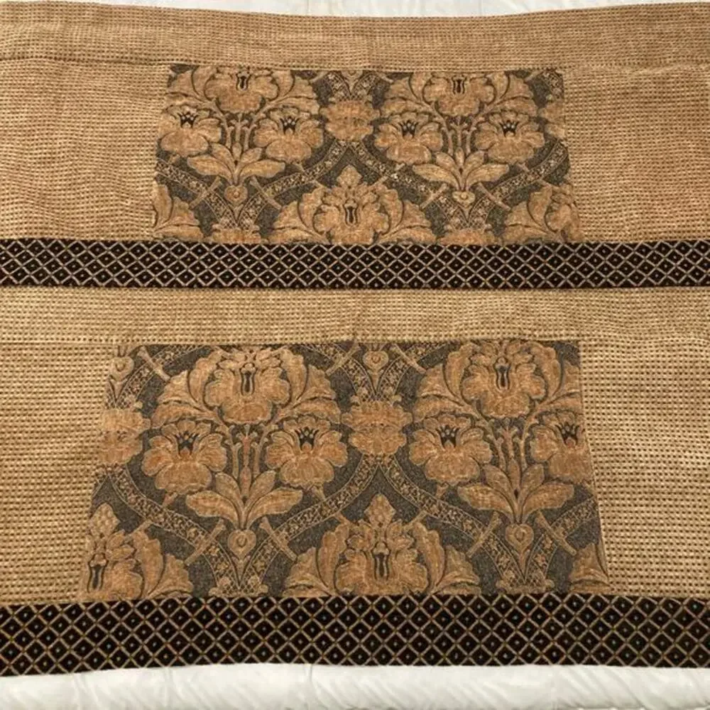 Vintage 1990s‎ Table Runner Set Lot of 2 Brown Gold & Black
